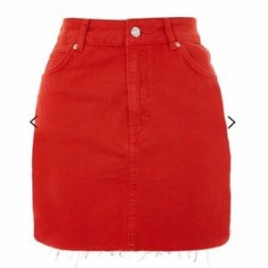 Top Shop Red MOTO denim skirt
